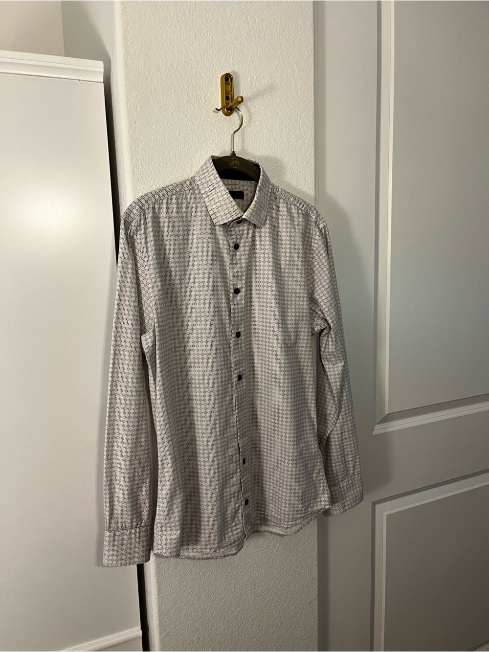 14th & Union Men’s White Trim Fit Dress Shirt Size Small Stretch Cotton